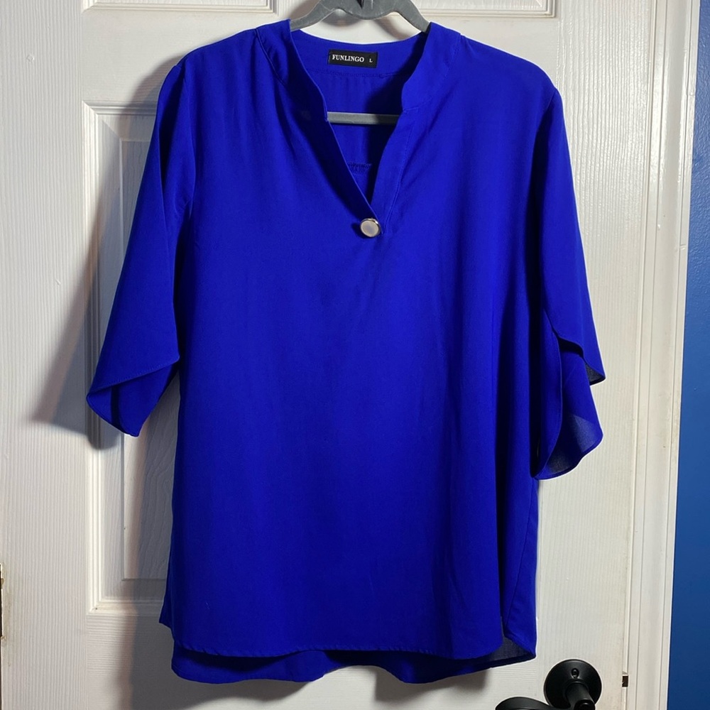 Funlingo Tunic Top Blue Large NWOT